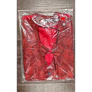 New! Best Tuxedo Men's Red Paisley Tuxedo Vest Waistcoat w/ Bow Tie, size XXL
